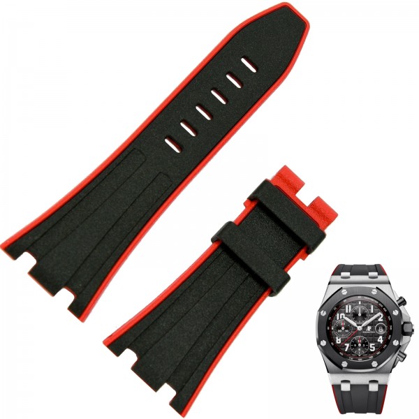 Rubber strap black & Red two tone
