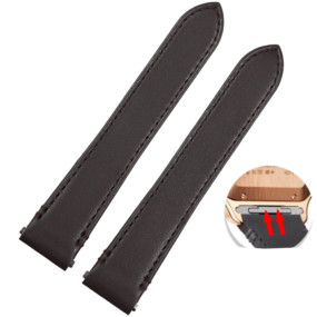 Black Calf Leather for New Santos Cartier Quick Switch Strap