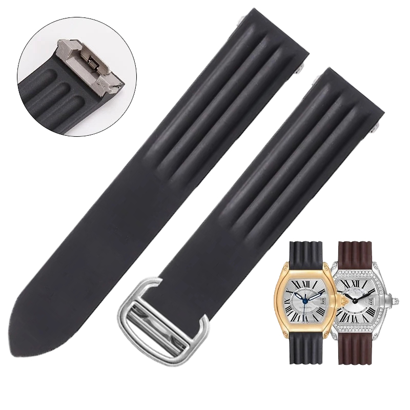 Black Rubber Strap Band for Cartier Roadster Quick Switch - 19mm