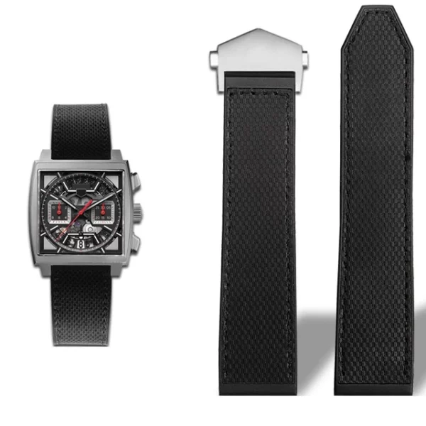 11 Black Rubber Strap Bracelet for TAG Heuer Monaco Speed Series- 22mm