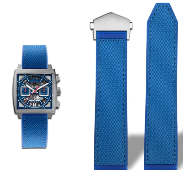 9 Blue Rubber Strap Bracelet for TAG Heuer Monaco Speed Series- 22mm