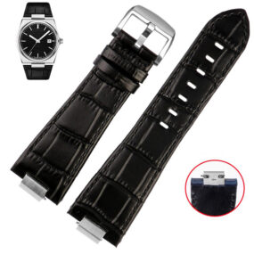 Black Strap Band for Tissot PRX Bracelet with Quick-Release in Alligator/Crocodile Grain with End Link 26x12mm