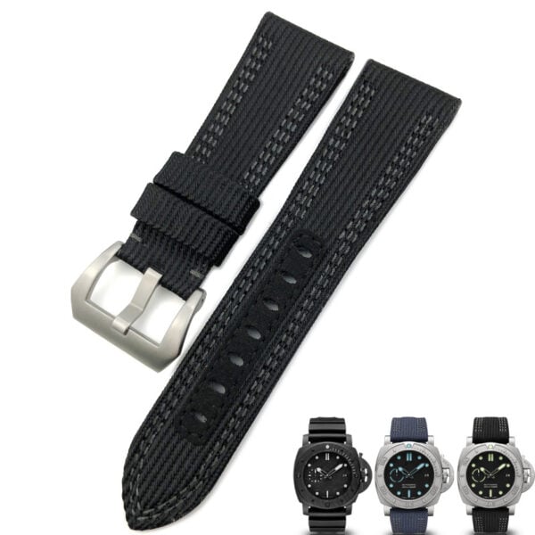 Black & Grey Nylon Strap for Panerai Luminor 26mm