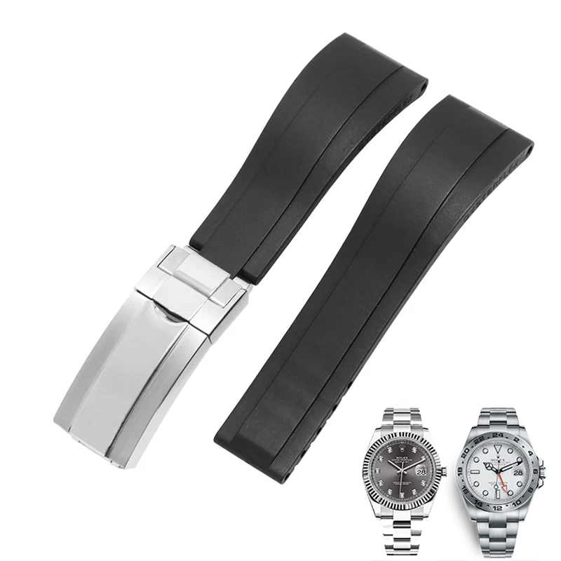 Black Strap for Rolex Datejust 41mm Black Strap for Rolex Datejust 41mm, Explorer II 21mm In Rubber