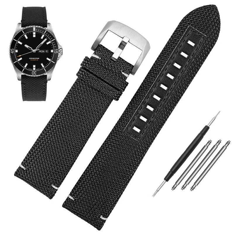 Nylon_Strap_For_Mido_Ocean_Star_Pilot-10 Black Nylon Strap for Mido Ocean Star Pilot Band - 22mm