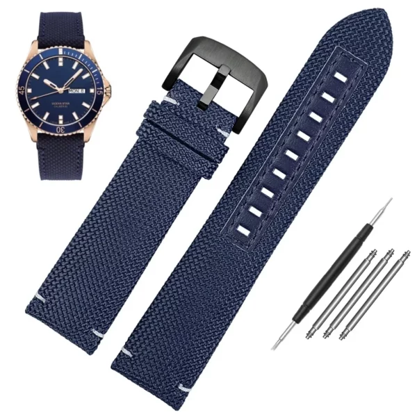 Nylon_Strap_For_Mido_Ocean_Star_Pilot-11 Navy Blue Nylon Strap for Mido Ocean Star Pilot Band - 22mm