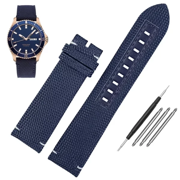 Nylon_Strap_For_Mido_Ocean_Star_Pilot-12 Navy Blue Nylon Strap for Mido Ocean Star Pilot Band - 22mm