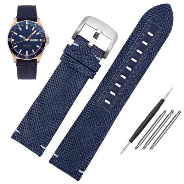 Nylon_Strap_For_Mido_Ocean_Star_Pilot-13 Navy Blue Nylon Strap for Mido Ocean Star Pilot Band - 22mm