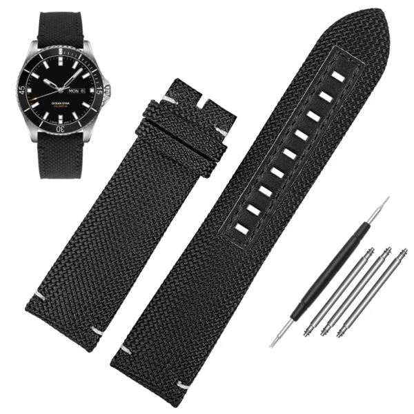 Black Nylon Strap for Mido Ocean Star Pilot Band - 22mm