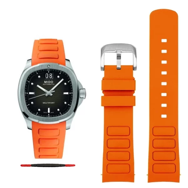 Rubber_Strap_For_Mido_Multifort-13 Orange Curved Rubber Strap for Mido Helmsman- 22mm