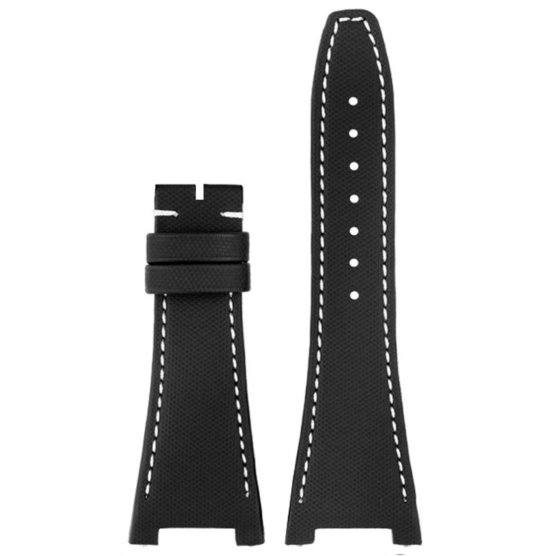 Black with White Stitching Nylon Strap Bracelet for IWC Big Ingenieur- 28x16mm - Image 2