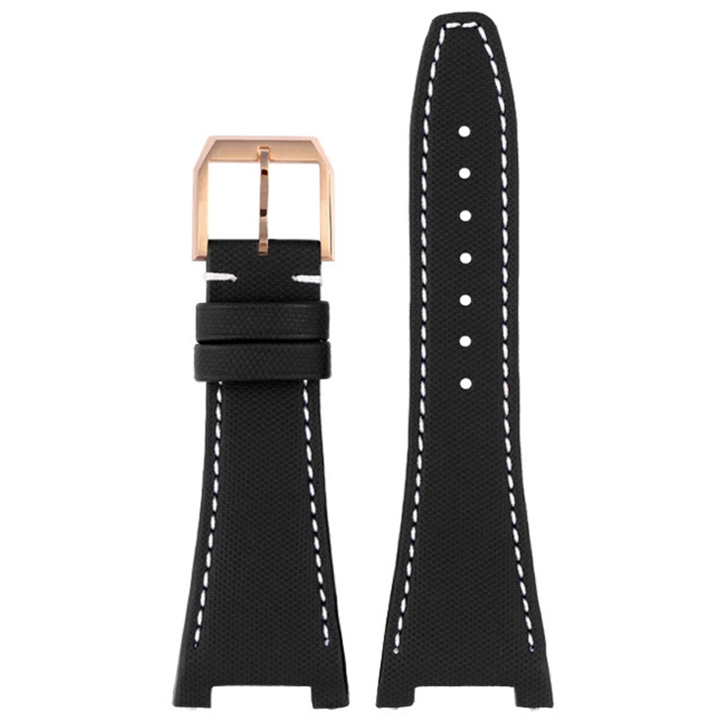 Black with White Stitching Nylon Strap Bracelet for IWC Big Ingenieur- 28x16mm - Image 3