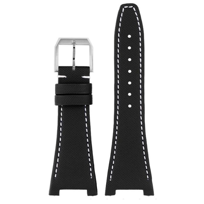 Black with White Stitching Nylon Strap Bracelet for IWC Big Ingenieur- 28x16mm