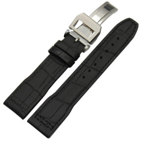 Black Alligator Grain Leather Strap For IWC Pilot, Portugieser - 22mm