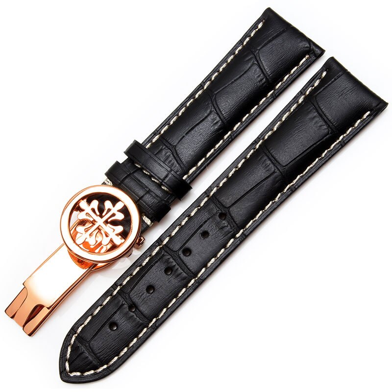 Black Strap For Calatrava Patek Philippe with White Stitching