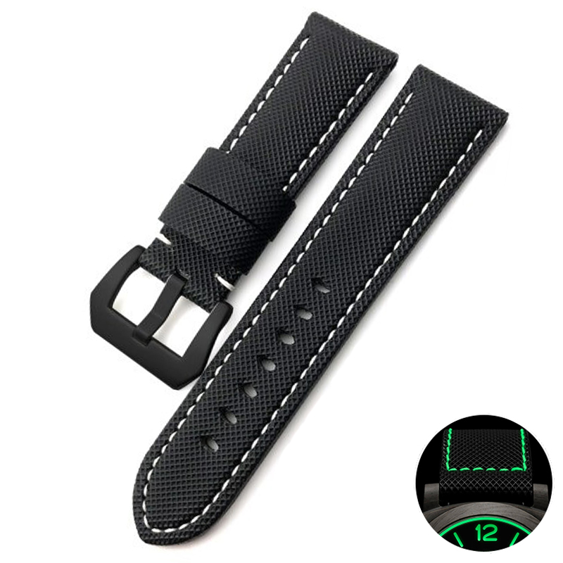 Black & White “Glow in the Dark” Strap for Panerai Luminor, Marina