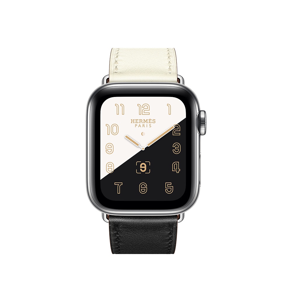 Black & White Strap Apple iWatch Hermes In Leather - Parts For