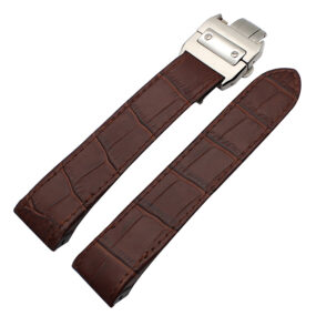 Brown Alligator Grain Leather for Cartier Santos 100 M/XL