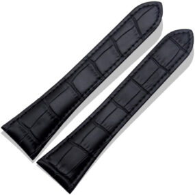 Black Strap Bracelet in Alligator Leather Grain for Cartier Tank Solo
