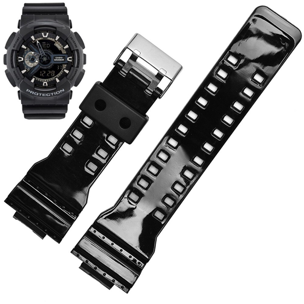 Glossy Black Strap Casio G-Shock GA-Series 16mm In Rubber