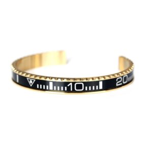 Gold Bracelet Rolex Submariner Black Bezel Look