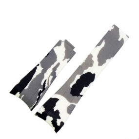 White Camouflage Curved Rubber Strap for Rolex Submariner, GMT, Daytona - 20mm