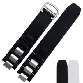 Steel & Black Rubber Strap Bracelet for Cartier 21 Chronoscaph