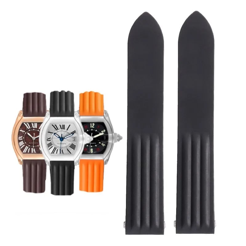 Cartier ストラップ Black Rubber Strap for Cartier Roadster Quick Switch