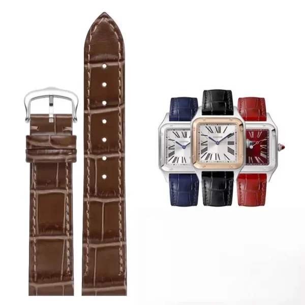Leather_Strap_Santos_Dumont_Cartier_with_Quick-release_59 Brown Croco Leather for Cartier Santos Dumont Quick-Release in Alligator Grain - 3 sizes