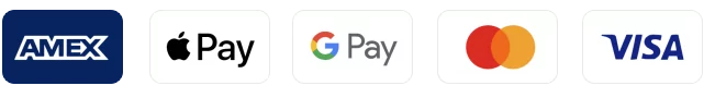 Amex, Apple Pay, Google Pay, Mastercard and Visa accepted