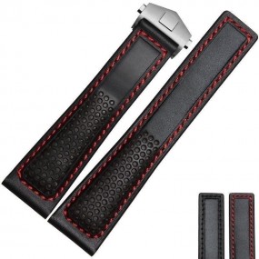 Genuine Leather Band Strap bracelet 22mm fits TAG HEUER monaco CARRERA red black 