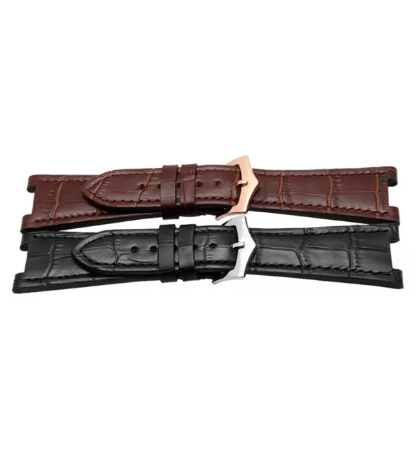 Brown Strap For Nautilus Patek Philippe 25mm In Leather Crocodile/Alligator Grain