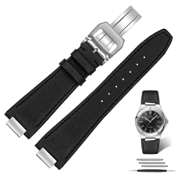 1 Strap_Bracelet_for_IWC_Ingenieur_In_nylon_with_endlink_7 Black Nylon Strap Bracelet for IWC Ingenieur - 24x13.5mm