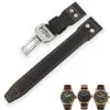 12_21mm-22mm-bracelet-de-montre-en-cuir-de-vachette-italien-boucle-pliante-bracelet-de-montre-en Black Rivet Strap Band IWC Portofino, Portugieser In Calf Leather White Stitching - 22mm