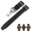 13_21mm-22mm-bracelet-de-montre-en-cuir-de-vachette-italien-boucle-pliante-bracelet-de-montre-en Black Rivet Strap Band IWC Portofino, Portugieser In Calf Leather White Stitching - 22mm