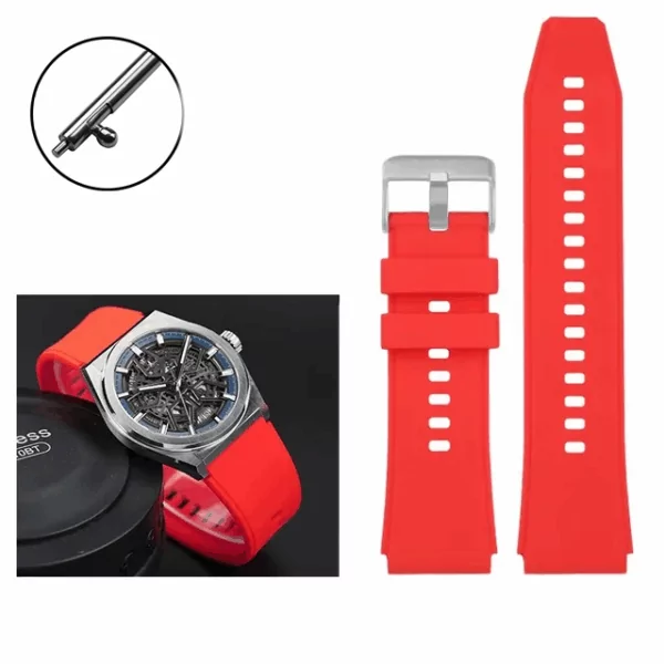 15Rubber_Strap_for_New_Zenith_Defy_22-23mm_ Red Rubber Strap Bracelet for Zenith Defy - 25x22mm