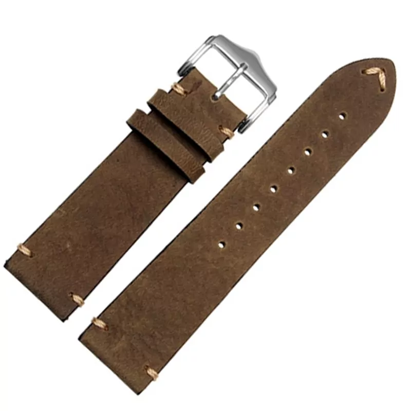 2016-Nouveau-v-ritable-bandes-de-montre-en-cuir-20mm-22mm-Montre-sangles-avec-boucle-en_4 Dark Brown Strap for Rolex, Omega, Tudor, IWC in Cowhide Suede 20, 22, 24mm