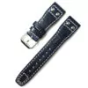 2_22mm-bleu-noir-bracelet-de-montre-pour-IWC-bracelet-de-montre-d-ploiement-boucle-Tang-d Blue Rivet Strap Band IWC Pilot Spitfire, Top Gun In Calf Leather with printed Crocodile/Alligator Grain with White Stitching 22mm
