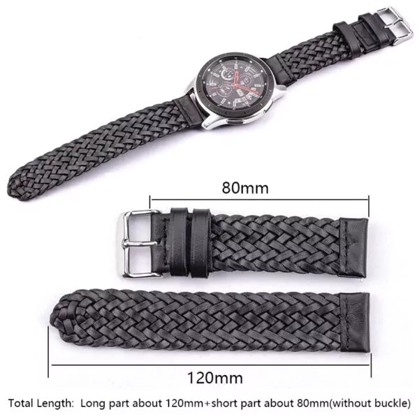 2_Bracelet-de-montre-en-cuir-de-vachette-22mm-24mm-femmes-hommes-mode-armure-bracelet-de-montre Woven Leather Watch Strap in Black with Quick-Release -22, 24mm