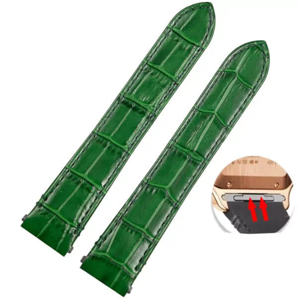 Green Alligator Grain Leather Quick Switch Strap for New Santos Cartier Green Alligator Grain Leather Quick Switch Strap for New Santos Cartier