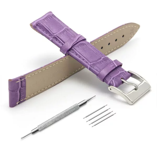 54_HTB1k7d2dkWE3KVjSZSyq6xocXXaL Universal Purple Crocodile/Alligator Leather Strap Band with Pin Buckle - 7 Sizes