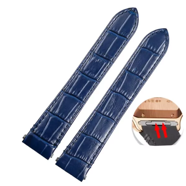 Blue Alligator Grain Leather Strap for New Santos Cartier with Quick Switch Blue Alligator Grain Leather Strap for New Santos Cartier with Quick Switch