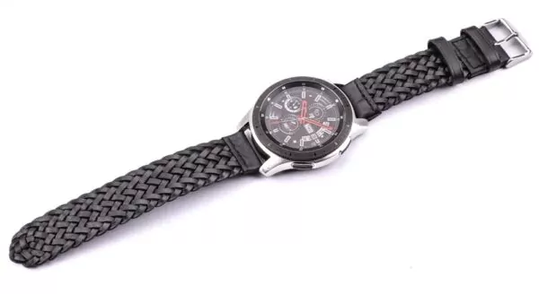 7_HTB1kpdJbUGF3KVjSZFoq6zmpFXaS Woven Leather Watch Strap in Black with Quick-Release -22, 24mm