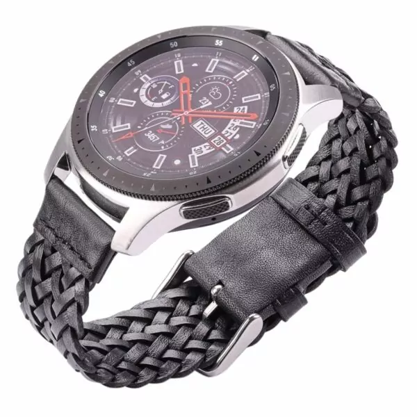 8_HTB19f0IbLWG3KVjSZFgq6zTspXay Woven Leather Watch Strap in Black with Quick-Release -22, 24mm