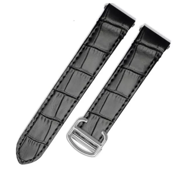 9-mm-21-mm-nouveau-design-pour-nouveau-sh_main-5 Black Leather Strap for Cartier Roadster in Crocodile Grain with Quick-Release System