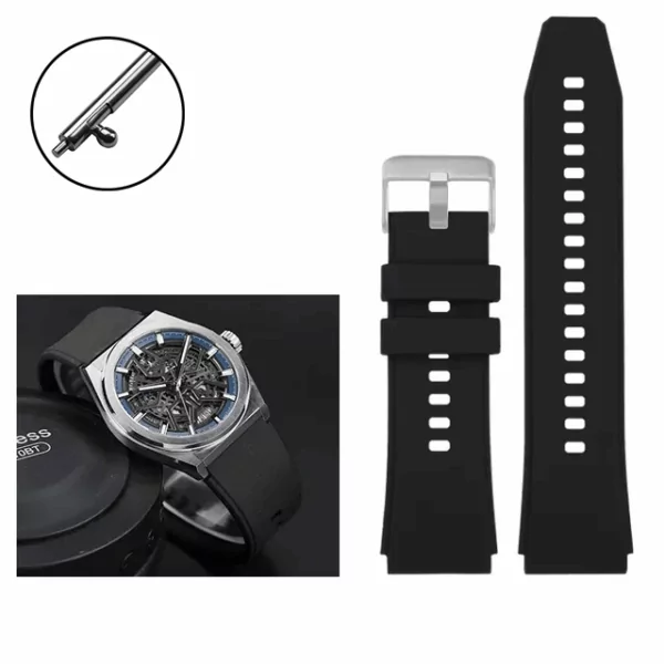 9Rubber_Strap_for_New_Zenith_Defy_22-23mm_ Black Rubber Strap Bracelet for Zenith Defy - 25x22mm
