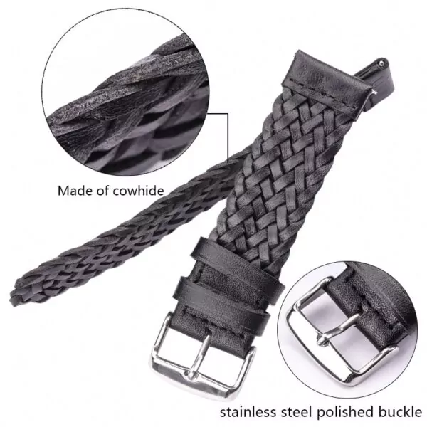 9_HTB1mTxHbL1H3KVjSZFHq6zKppXa1 Woven Leather Watch Strap in Black with Quick-Release -22, 24mm