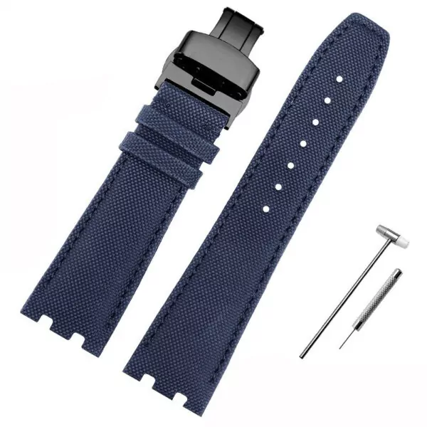 A blue-black_for-maurice-lacroix-aikon-series-cowhide_variants-1 Blue Strap Bracelet For Maurice Lacroix Aikon in Nylon in 24mm