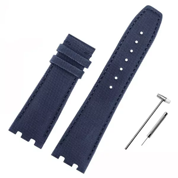 A blue-no buckle_for-maurice-lacroix-aikon-series-cowhide_variants-0 Blue Strap Bracelet For Maurice Lacroix Aikon in Nylon in 24mm