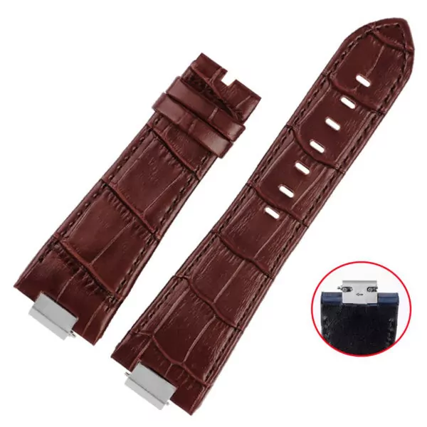 A brown no clasp_bracelet-de-montre-en-cuir-a-extremite-c_variants-8 Brown Strap Band for Tissot PRX Bracelet with Quick-Release in Alligator/Crocodile Grain with End Link 26x12mm